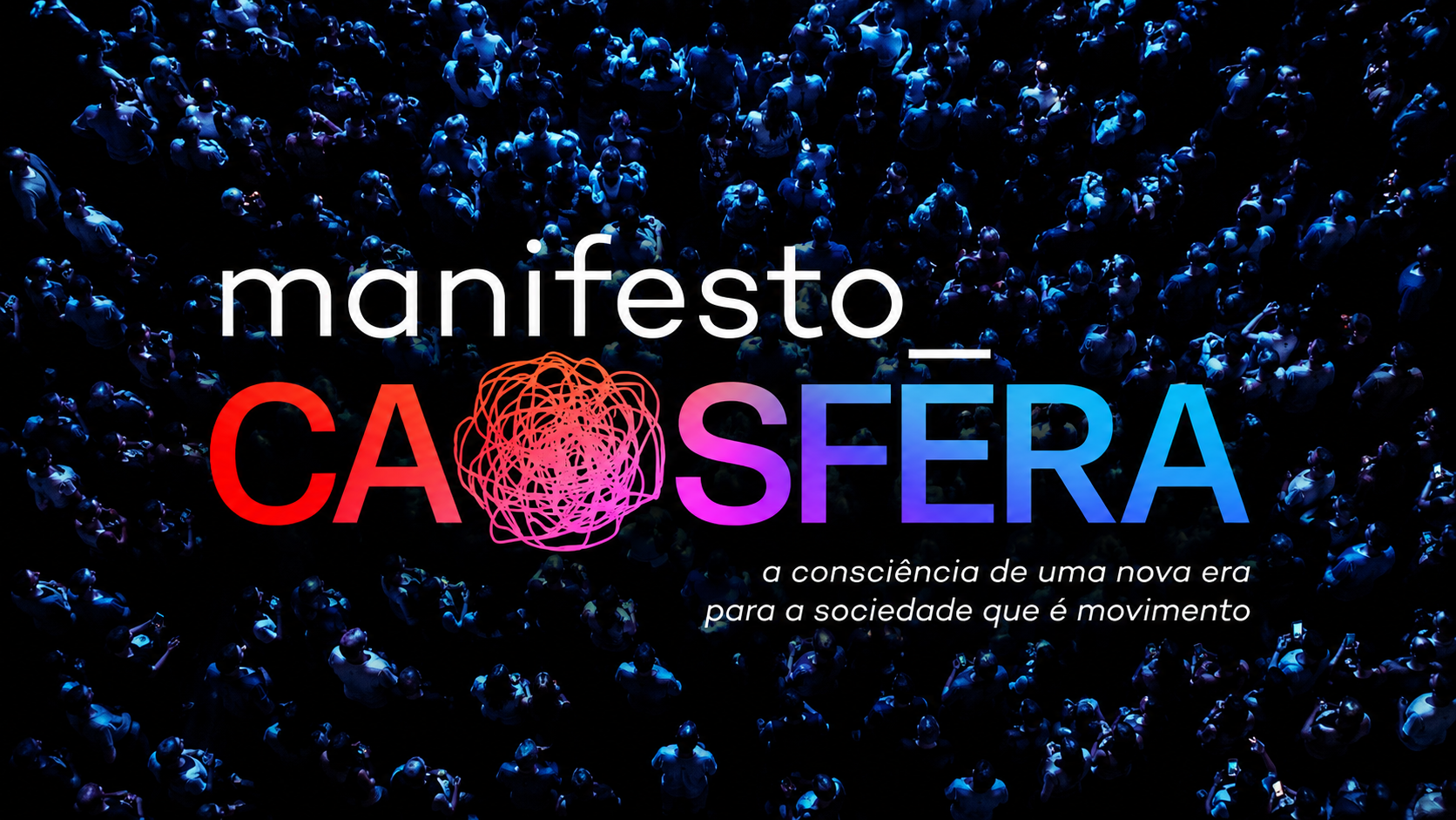 Carregar vídeo: Vídeo manifesto da Caosfera. Imagens simbólicas, texturas orgânicas e movimentos corporais se misturam a cenas urbanas e elementos da natureza enquanto frases sobre Caos, transformação, inteligência humana e coexistência aparecem na tela. O vídeo apresenta a Caosfera como um ecossistema vivo de inovação humana, cultura e criação de novas realidades.